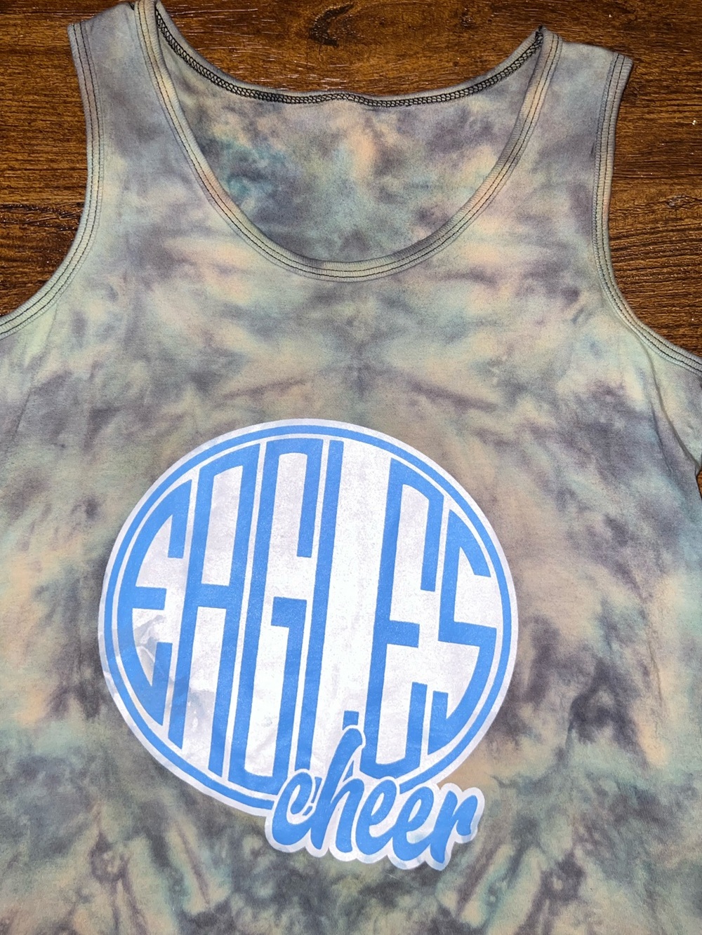 Kids Eagles Cheer Tie-Dye Tank Top Blue Graphic Logo Size S - Picture 2 of 5